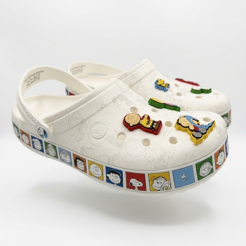 Crocs Peanuts Crocband Clog M7 / W9 White New Charlie Brown Snoopy 212115-90H